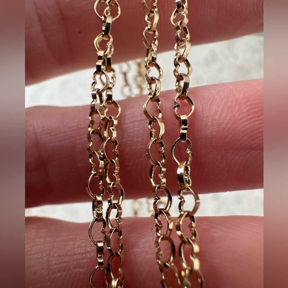 Vintage 24KGB Dainty Heart Link Necklace